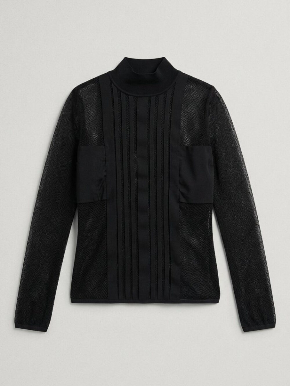 Hermès Black Mesh & Structured Panel Top Shirt Blouse— Size 34 - Excellent